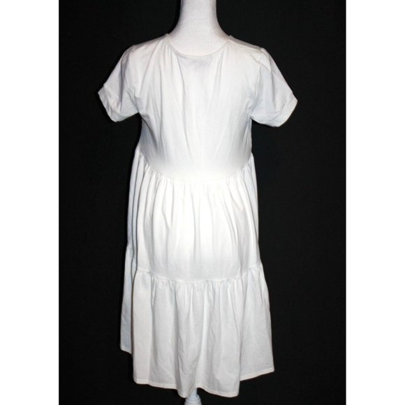 Willow Drive Dress Short Sleeve Midi Stretch Casual White Ruffle Size XS NWOT - Picture 2 of 2